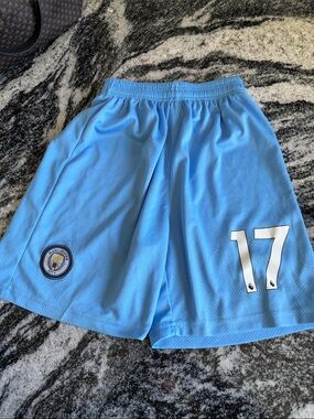 Manchester City Kevin De Bruyne #17 Youth Soccer Shorts - Size Small